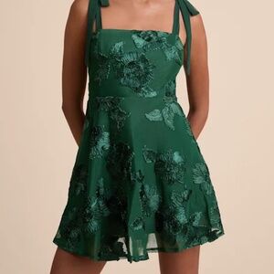 Dark green mini dress